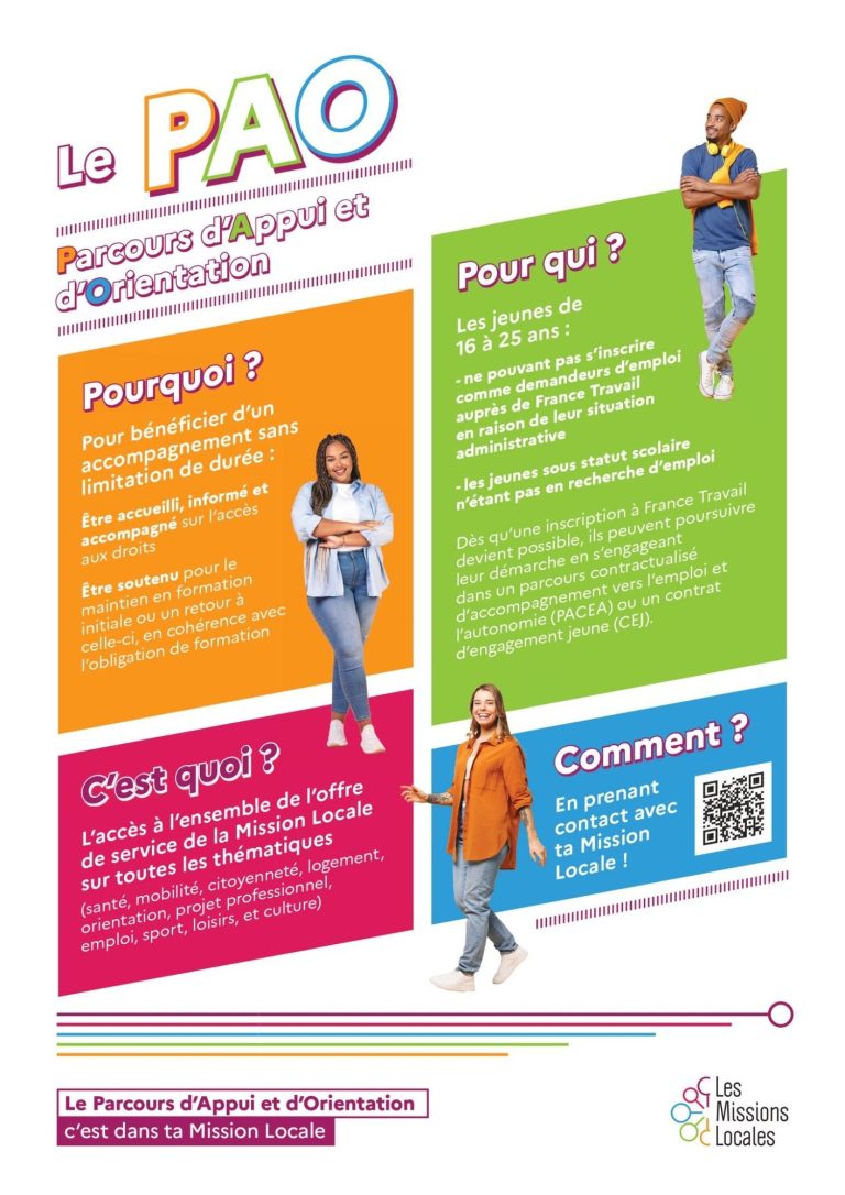 Affiche sur le contrat d'engagement jeunesse, avec des sections explicatives et des illustrations.