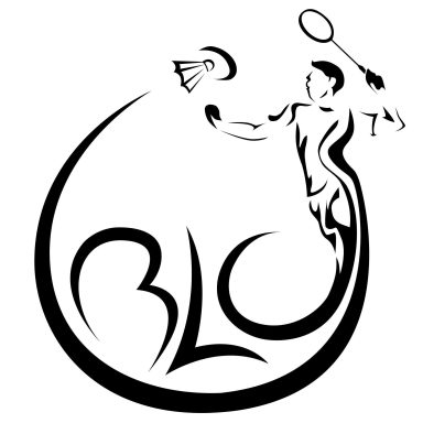 Logo stylisé d'un joueur de badminton avec un volant et les lettres "BLC".
