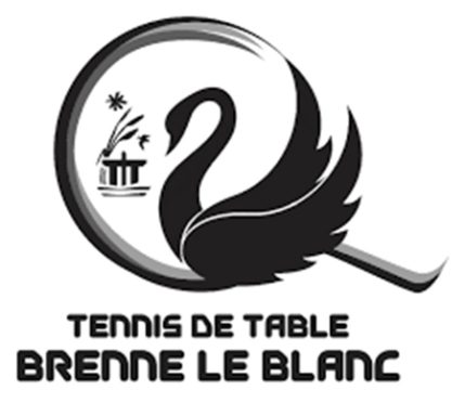 Logo du club de tennis de table Brenne le Blanc avec un cygne stylisé.