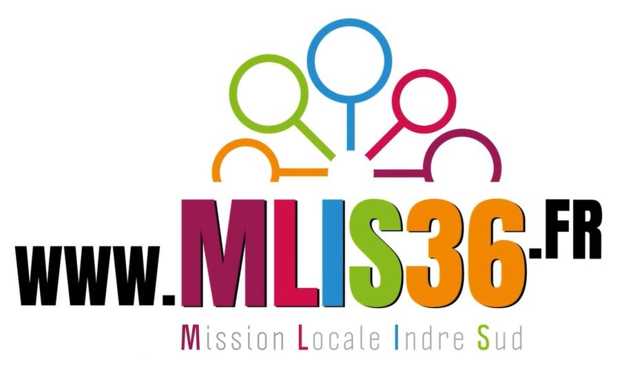 Logo de la Mission Locale Indre Sud avec des cercles colorés et un texte en noir.
